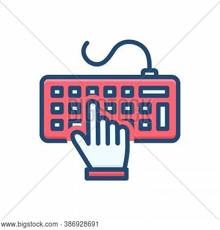 Color Illustration Icon For Keypress Button Keyboard Computer Hardware Technology Touch