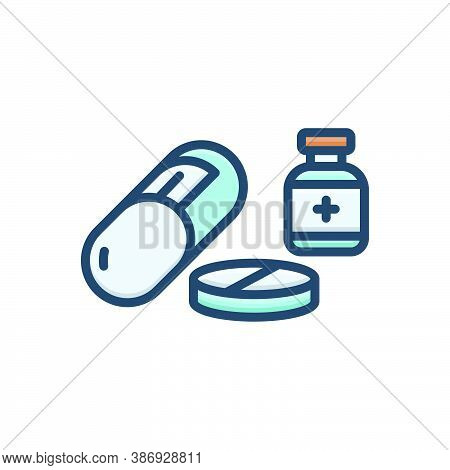 Color Illustration Icon For Medicine Drug Pills Tablet Capsule Globule