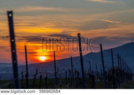 Sunrise in Palava with Devicky ruins, Southern Moravia, Czech Republic