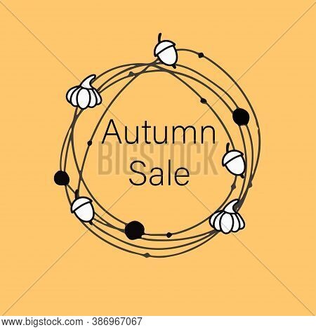 Autumn Sale Vector Flyer Design In Wreath