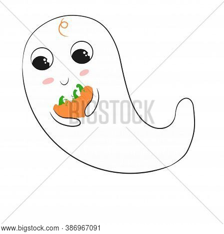 Ghost Doodle Vector Halloween Card Vector Illustration
