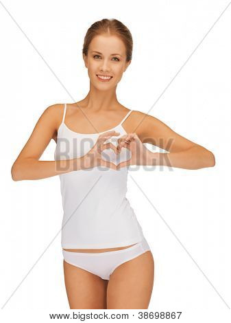 schöne Frau in Herzform bilden Baumwolle-undrewear