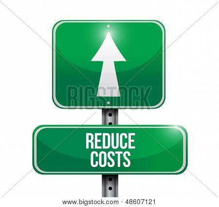 Reduce Costs Road Sign Illustration Design