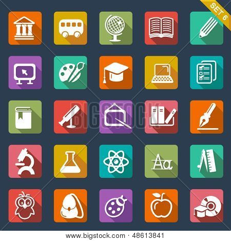 Edukacja ikona zestaw płaskim projekt