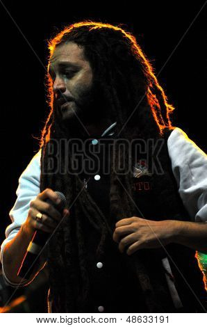 Artist Alborosie from Jamaica performs live on the stage