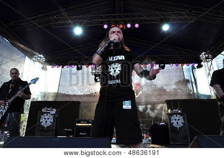 Heavy metal band performs live a rock concert
