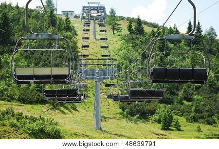 Ski Lift On Monte Zoncolan In Summer