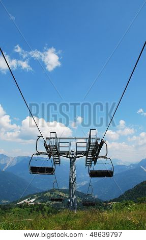 Ski Lift On Monte Zoncolan In Summer