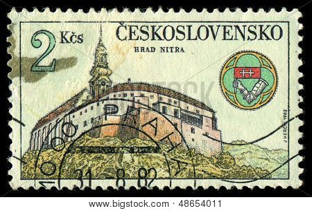 Czechoslovakia - Circa 1982: The Stamp Printed In Czechoslovakia Shows An Ancient Castle, Circa 1982
