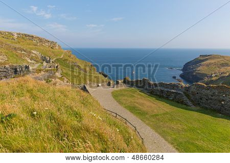 Tintagel Castle Cornwall medieval fortification on the peninsula of Tintagel Island