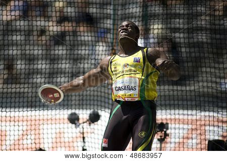 14. Kesäkuuta 2009; Saksa Berliini. Yennifer Frank CASANAS (ESP) kilpailee kiekonheitossa DKB-ISTAF 