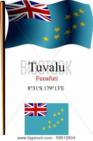Tuvalu Wavy Flag And Coordinates