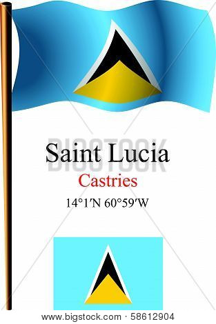Saint Lucia Wavy Flag And Coordinates