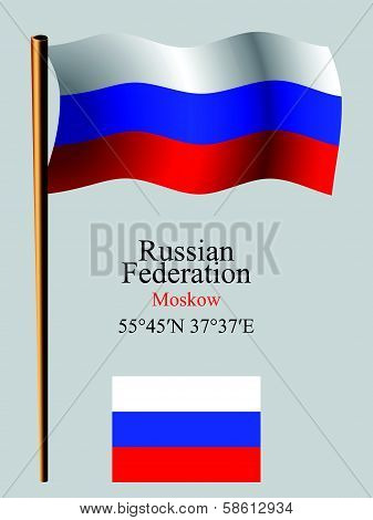Russia Wavy Flag And Coordinates