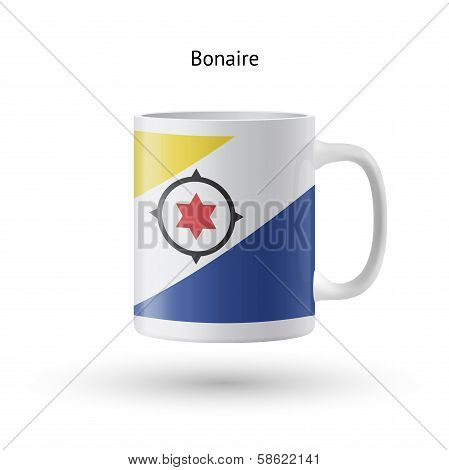 Bonaire flag souvenir mug on white background.