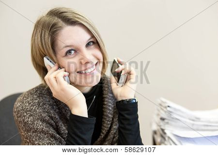 Beautiful Blond Woman Talking On Her Cell Phone