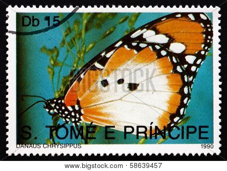 Postage Stamp Sao Tome And Principe 1990 Plain Tiger, Butterfly