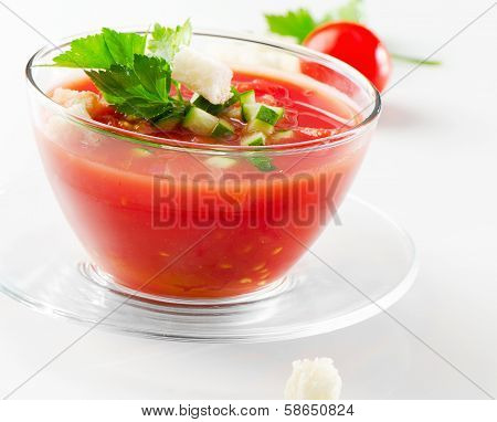 Cold Gazpacho Soup In Glass