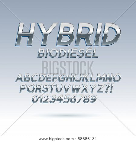Silver Hybrid Font And Numbers, Eps 10 Vector, Editable For Any Background