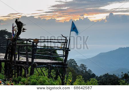 Podium For Natural View On Viewpoint Doi Ang Khang Mountains
