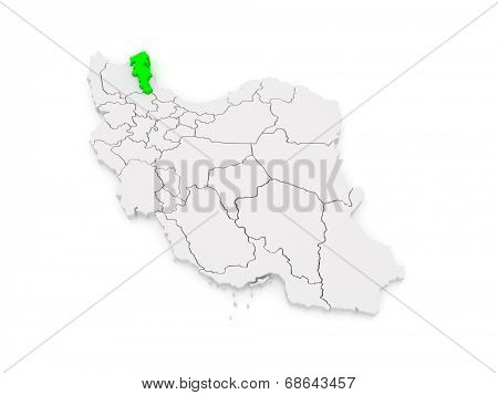 Map of Ardabil. Iran. 3d