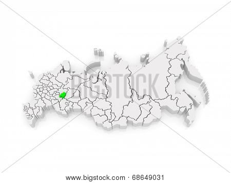 Map of the Russian Federation. Republic of Udmurtia. 3d
