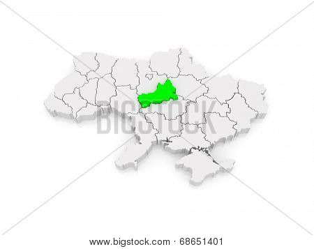 Map of Cherkasy region. Ukraine. 3d