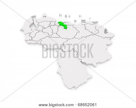 Map of Aragua. Venezuela. 3d