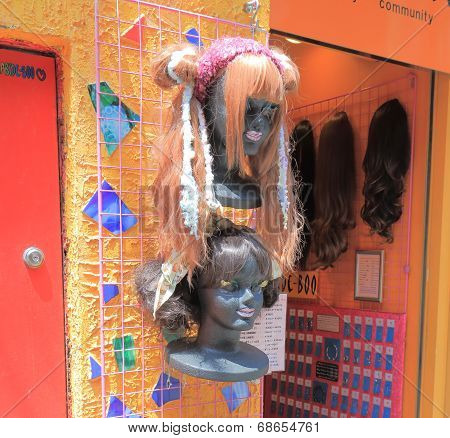 Funky Japanese wigs in Osaka Japan