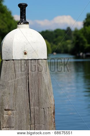 Bollard along the river vecht
