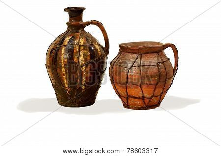 Two Hutsul Clay Jugs