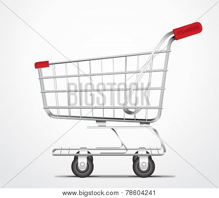 Empty Shopping Cart Trolley Vector in isolated White Background