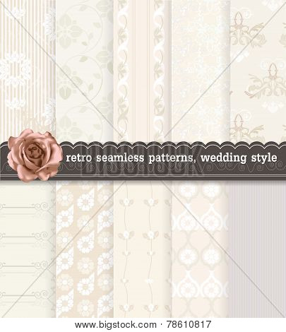 Retro Seamless Patterns, Wedding Style