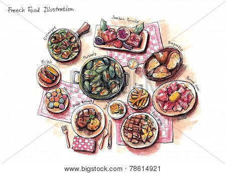 French Food Illustration