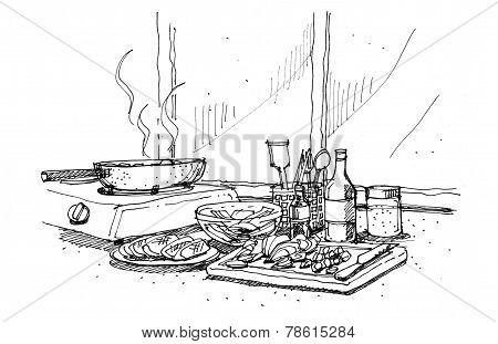 Cooking At Home Illustration