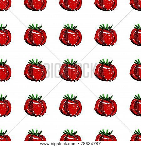 Vector seamless background with red tomatoes.