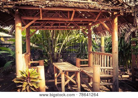 Bamboo Hut On Native Style Of Thailand
