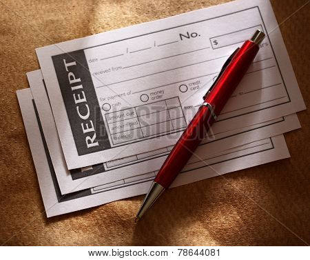 Blank Receipt And Red Pen