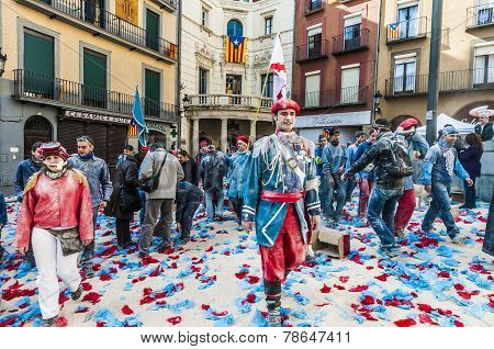 Flour War In Berga, Spain