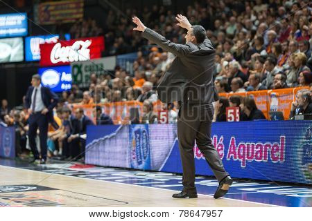 VALENCIA, SPAIN - DECEMBER 5: Dejan Radonjic during Euroleague match between Valencia Basket Club and Crvena Zvezda Telekom Belgrade at Fonteta Stadium on Dicember 5, 2014 in Valencia, Spain