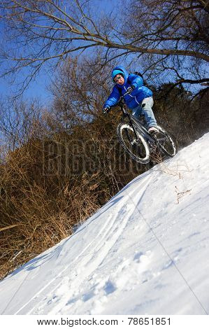 Bicyclist extreme snow