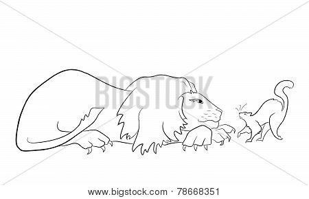 Lion and cat graphic