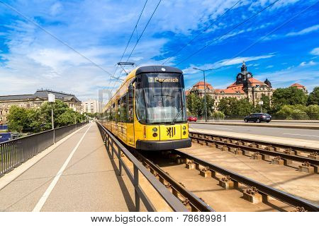 Modern Tram In Dresden
