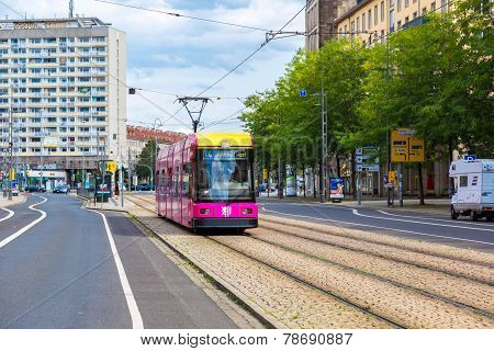 Modern Tram In Dresden