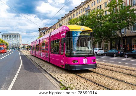 Modern Tram In Dresden