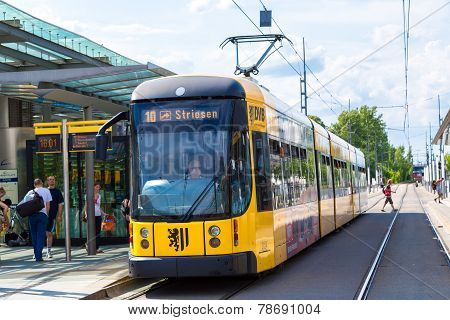 Modern Tram In Dresden