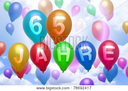 German 65 Years Balloon Colorful Balloons
