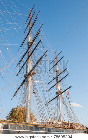 Masts Of The Tea Clipper Cutty Sark In London