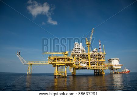 Offshore oil and gas production and exploration business. Production oil and gas plant