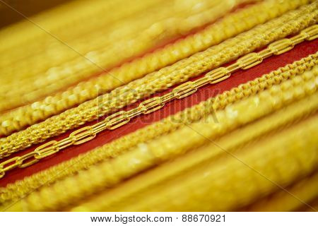 collection of golden necklace.